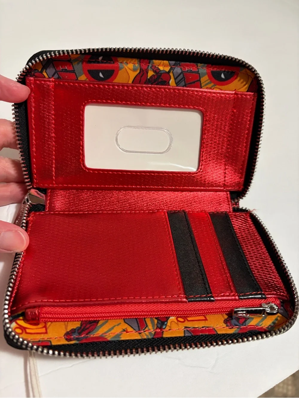 Loungefly Black Wallet with Red Deadpool Emblem